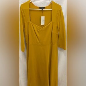 Yellowish/Gold, 3/4 sleeve dress